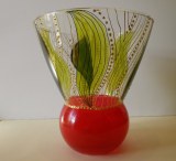 Vase verre peint jungle