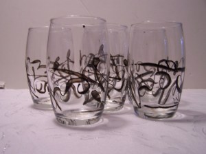 Verre à eau, collection printemps,de 12cm de haut et 6cm de diamètre (lot de 6 verres)