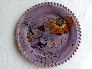 Plateau en verre fleur